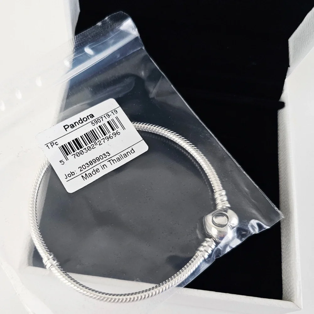 Authentic Pandora Moments Heart Clasp Snake Chain Bracelet 7.5" Valentine's Day - Picture 10 of 11